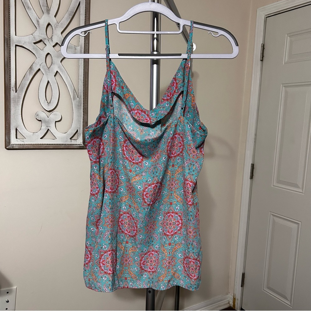 Cynthia Rowley Medium Paisley Teal Purple Tank Cami‎ Adjustable Straps - Picture 2 of 6